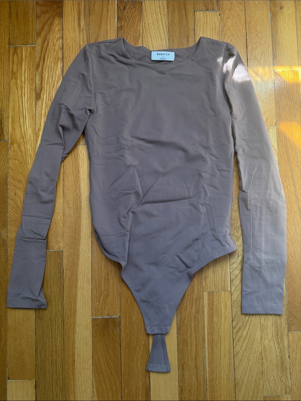 Babaton Long Sleeve Bodysuit in Mauve Taupe